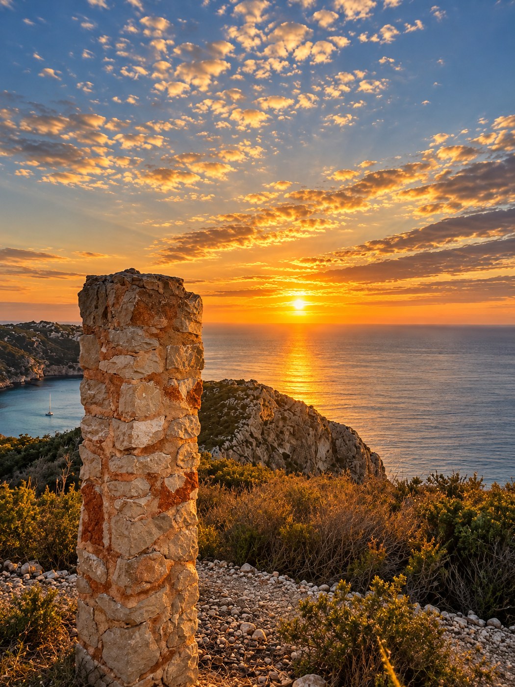 Mirador costero de Jávea al atardecer con el mar de fondo