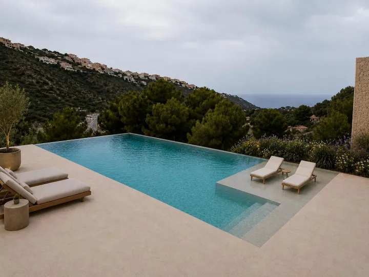 Villa mediterránea de nueva construcción con vistas al mar en Moraira