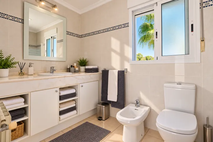 Villa mediterránea orientada al sur con piscina y apartamento independiente